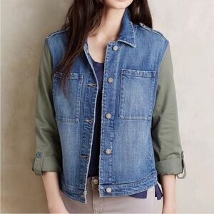 ANTHROPOLOGIE | PILCRO AND THE LETTERPRESS Colorblock Denim Jacket Medium